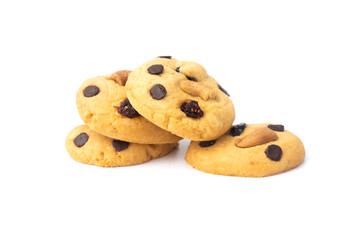 Cookies 4 pieces  for coffee  breakfast on isolated white background