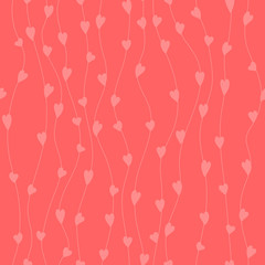 simple heart shapes on curves. vector seamless pattern. pink valentine repetitive background. textile paint. fabric swatch. wrapping paper. continuous print. romantic design element for card ad banner