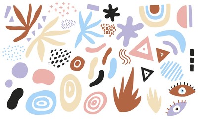 Doodle shapes and objects collection ethnic style. Hand drawn abstract contemporary vector elements