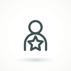 User Icon - Star, Favorite, Employee, Profile Glyph Vector Following Account Icon. Ideal Man. Avatar sign, Favorite man with star. Good man symbol. Best quality person icon