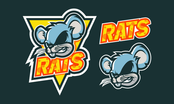 Rats mascot logo design for sport or e-sport logo isolated on dark background