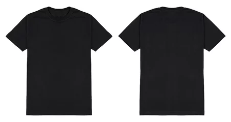 Foto op Aluminium Black t shirt front and back view, isolated on white background. Ready for your mock up design template. © DendraCreative