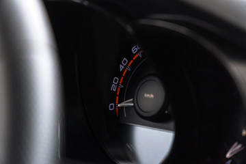 Dashboard and speedometer in the car. Selective focus