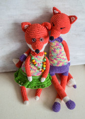 Knitted toy chanterelles. Animals crochet handmade.
