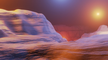 Fantasy universe and space background  ,volumetric lighting. 3d render