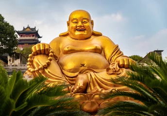 Poster Laughing Buddha at Temple in China © Batteristafoto