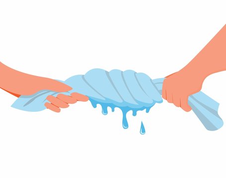 hand squeezed and twist wet cloth cartoon flat illustration vector icon isolated in white background
