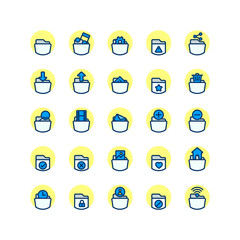 Folder filled outline icon set. Vector and Illustration.