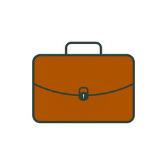 Business briefcase, flat icon on the white background. 