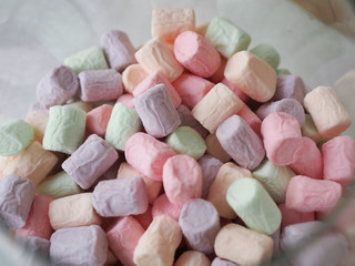 background or texture of colorful mini marshmallows