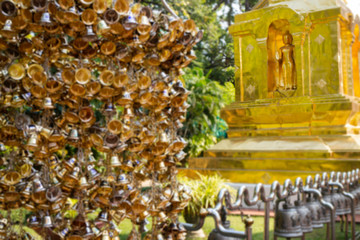 Hanged many bells in Thai public temple