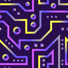 vector modern colorful electro geometric seamless pattern on dark violet
