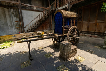 Old Chinese carriage to transport nobles and wealthy people from the village of Fenghuang, Hunan...