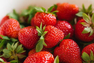 Organic fresh farm strawberries close-up. Background of berries