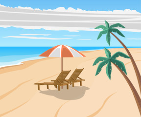 Beach scene vector illustration. Properly Layered. ESP.