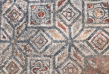 Ancient natural stone tile mosaics in Ephesus, Turkey