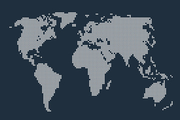 Fototapeta na wymiar Abstract pixel world map. Halftone style. Vector illustration.