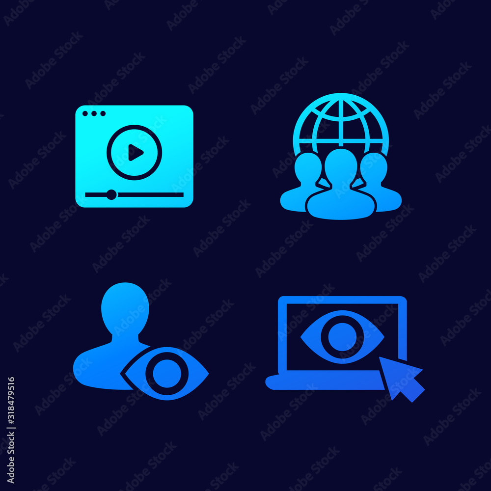 Wall mural viewers, audience vector icons for web