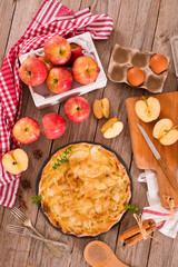 Apple tart with sugar cinnamon topping.	