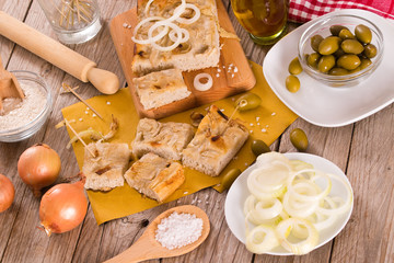 Genoese focaccia flatbread.	