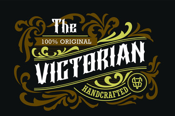 Victorian Badge Minimalist Luxury Hipster Label Design Vintage Traditional Ornament Suitable For Fashion And Apparel