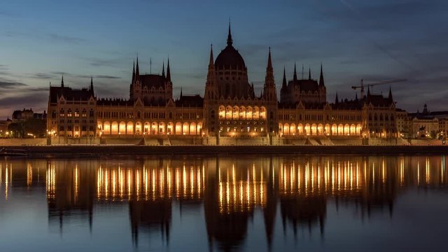 Budapest: Parliament Building by Morning - blue hour time lapse (detail shot)