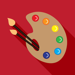 Flat Icon of palette and brush. Modern  illustration for web and mobile.