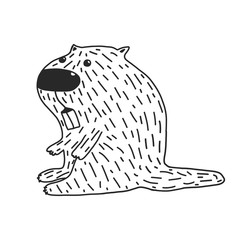 Beaver vector icon isolated. hand drawn style. perfect for coloring or applying to a t-shirt