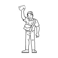 Mailman/postman character - Retro Clipart Illustration vector