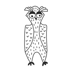 Cute vector owl isolated. hand drawn style. perfect for coloring or applying to a t-shirt