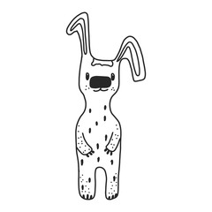 cute Rabbit vector isolated. hand drawn style. perfect for coloring or applying to a t-shirt