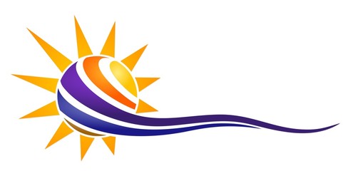 Sun and Blue Wave Symbol. 