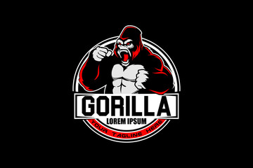 aggressive gorilla or silverback emblem logo vector template © infernal  kiss