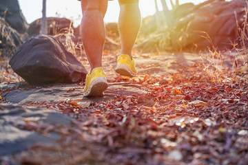 Trail running workout on rocky terrain outdoors