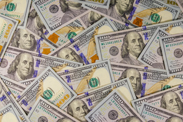 Background of american one hundred dollar bills