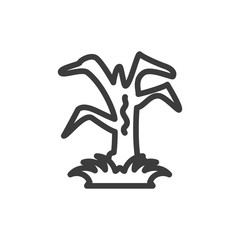 silhouette of spooky scary halloween tree on white background