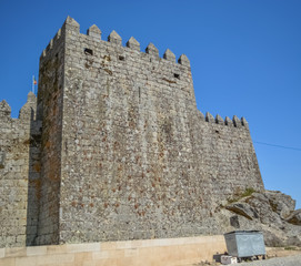 View of the castle of Trancoso, medieval architecture defensive building with fortress wall, a iconic building on Trancoso city