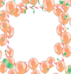 Balloons, confetti and ribbons, celebration background
