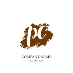 PC Initial handwriting logo vector	