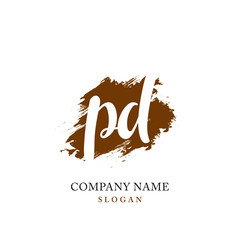 PD Initial handwriting logo vector	