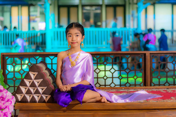 Feb 16, 2019, Girl wearing Thai national costumes, In the annual event, Lop Buri, Thailand
