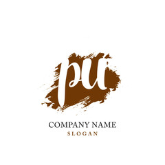 PU Initial handwriting logo vector	