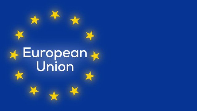 Gdpr Seamless looping General data protection regulation sign with yellow eu stars spinning around text on blue color background of european union flag