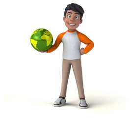 Fun 3D cartoon Asian teenager .
