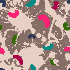 Fototapeta na wymiar Seamless pattern with blots and beans.