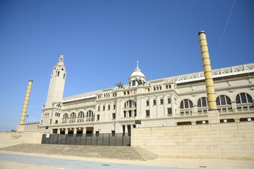 Obraz premium The Lewis Company Olympic Stadium in Barcelona seats 55,000 spectators. Olympic facilities are actively used. Sports and communications facilities on Montjuic.