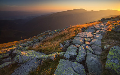 sunset over the mountains