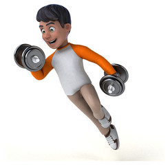 Fun 3D cartoon Asian teenager .