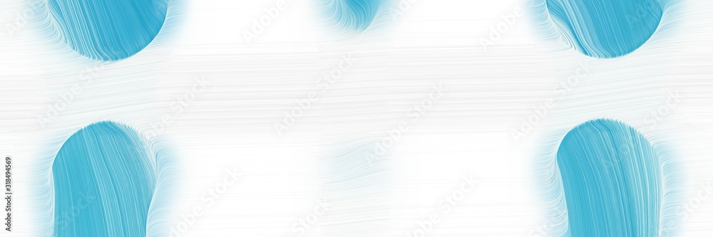 Poster surreal horizontal banner with medium turquoise, white smoke and sky blue colors. dynamic curved lin