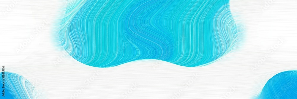 Poster surreal header design with white smoke, dark turquoise and sky blue colors. dynamic curved lines with fluid flowing waves and curves